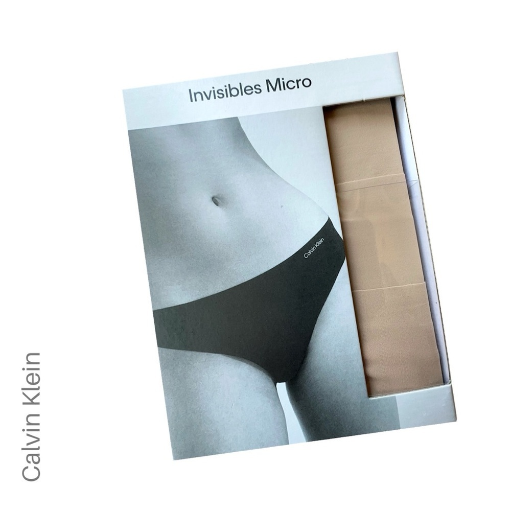 CALVIN KLEIN INVISIBLES THONG SET OF 3 NEW IN BOX DESERT COLOR WAY | MEDIUM